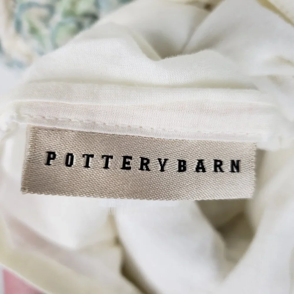 Pottery Barn Standard Pillow Cover Sham Pastel Floral Popcorn Quilted Blue Green